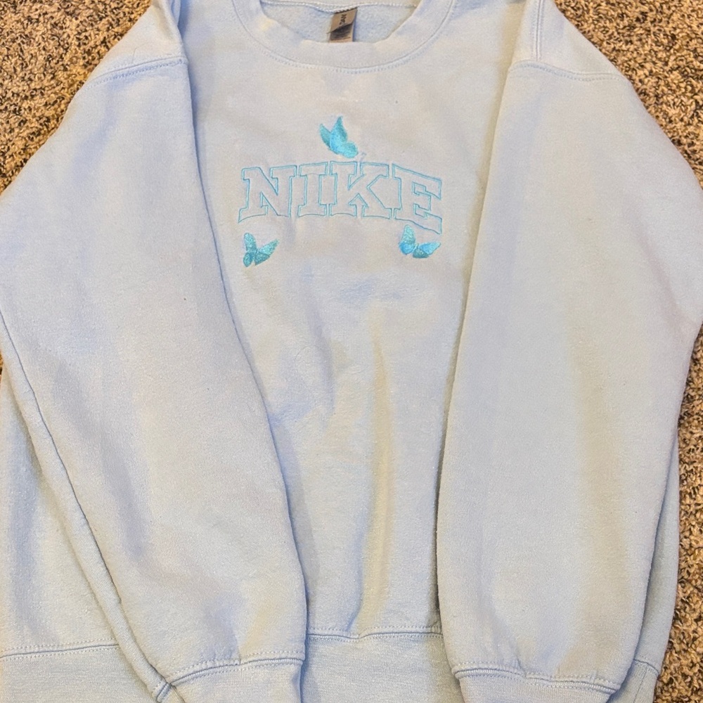 Nike Pastel Blue Sweatshirt with Butterfly Motif